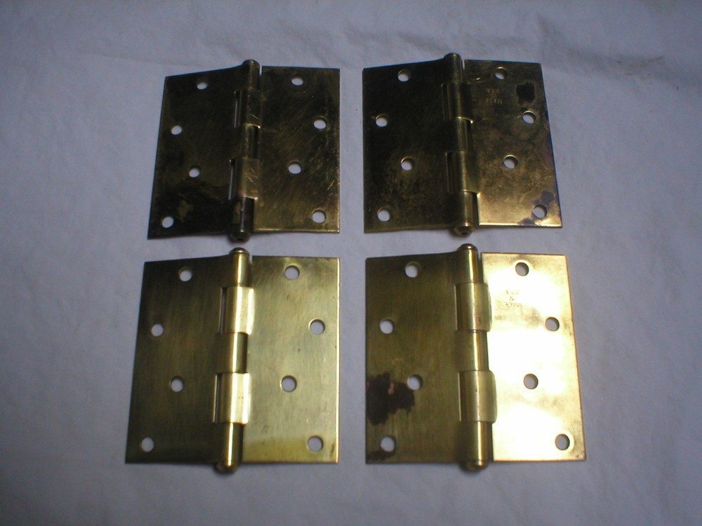 Vintage Stanley Solid Brass 4" Hinge Pair