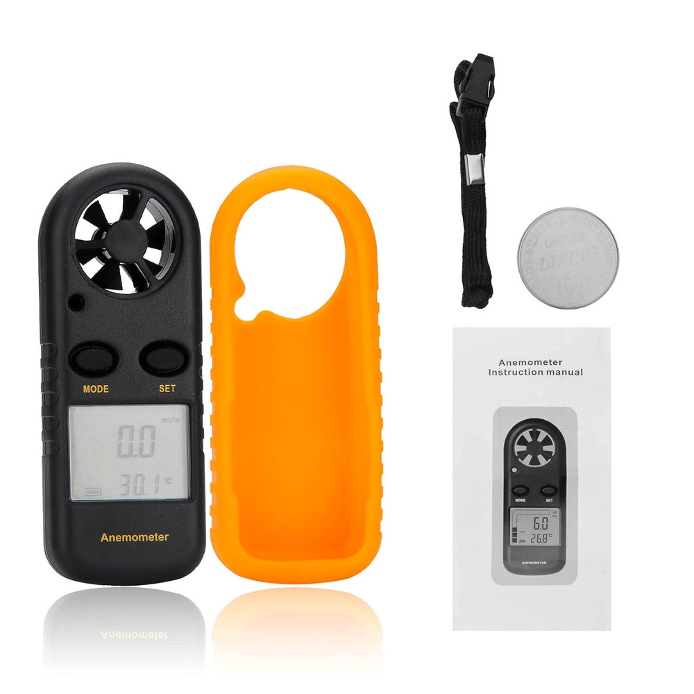 Anemometer Handheld, Light Weight Digital Wind Speed Meter, Wind Speed Temperatu