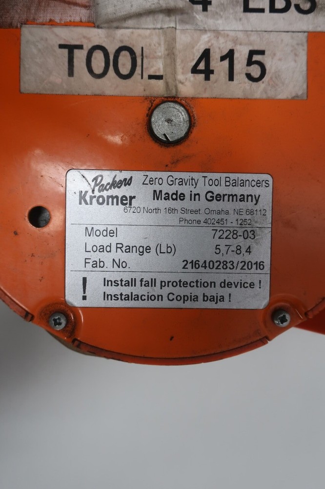 Packers Kromer 7228-03 Zero Gravity Tool Balancer 5.7-8.4lb