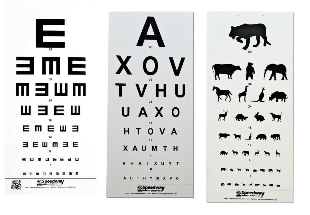 Distant Vision Testing Charts Eye Testing Chart (set of 3)