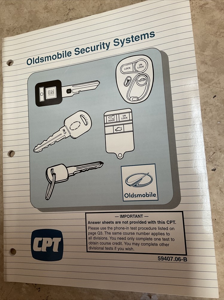 Oldsmobile Security Systems Manual Original November 1997 Edition