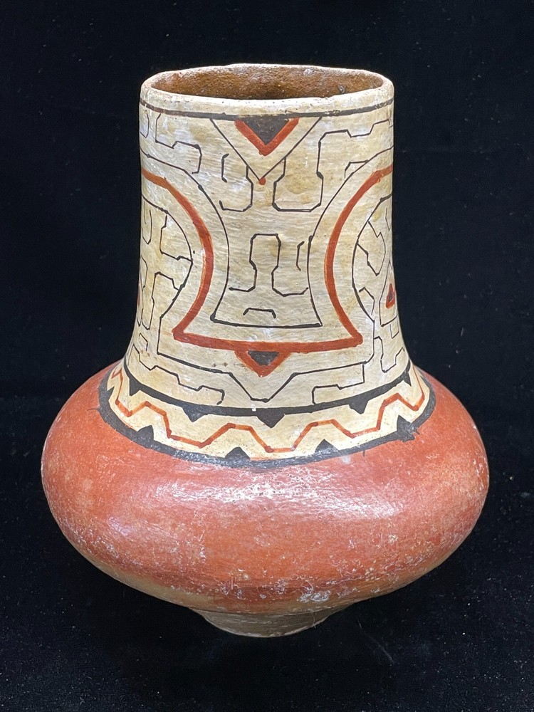 Antique Shipibo Peruvian Figural Pot 10" Tall