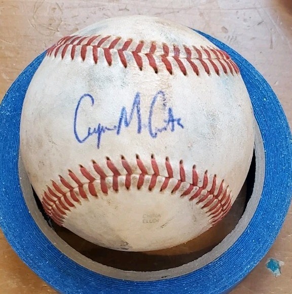 Autographed Baseball game used COOPER MCGRATH