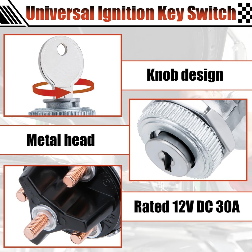 Ignition Switch with Key, Universal Key Switch, 12V 4 Position...