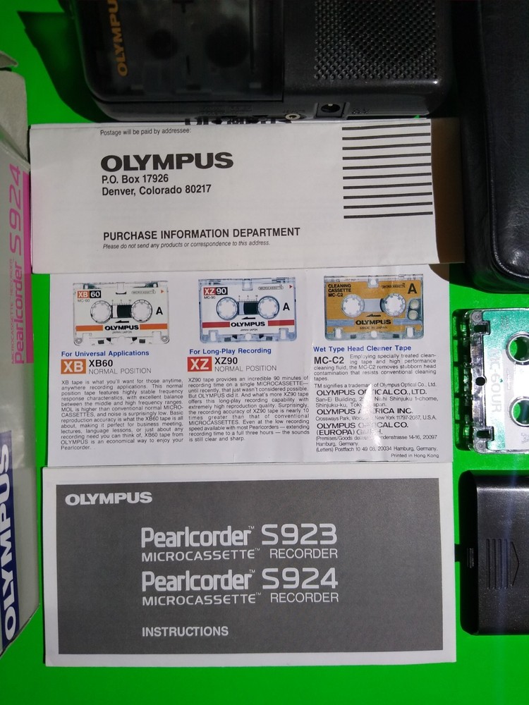 Olympus Pearlcorder Model S924 w/ Leather Case, Box & Papers - NOT fully working