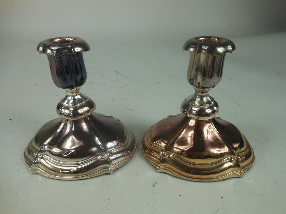 Pair Oneida Silverplate Candlesticks Silver Plated 4 3/4"