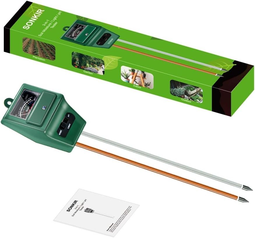 User-Friendly Soil pH Meter with Moisture & Light Testing – No Batteries Needed