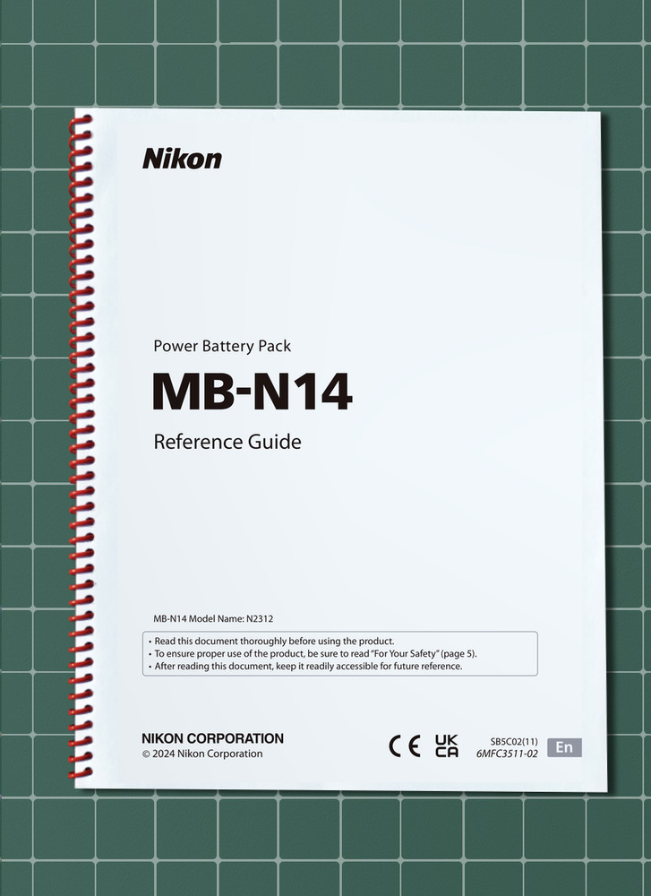 Nikon MB-N14 — Reference Guide Manual Documentation — 32 Pg — Half Size 5.5x8.5