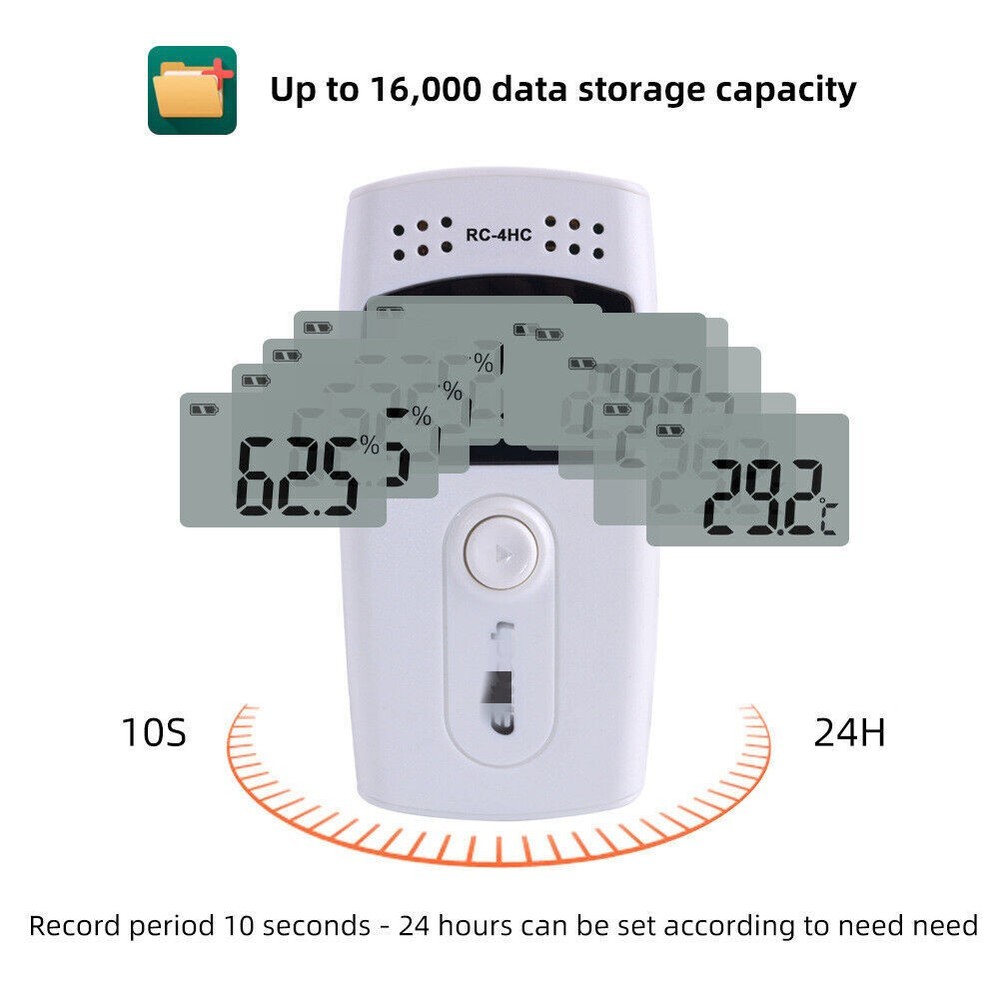 Dual Sensor LCD Screen Temperature&Humidity Data Logger Digital Recorder Monitor