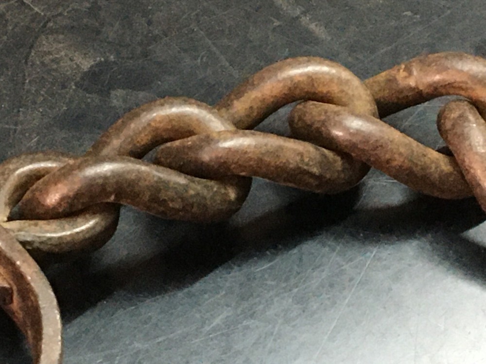 OLD VINTAGE HANDMADE RUSTIC IRON SOLID RARE HANDCUFF CHAIN MULTIPURPOSE USE