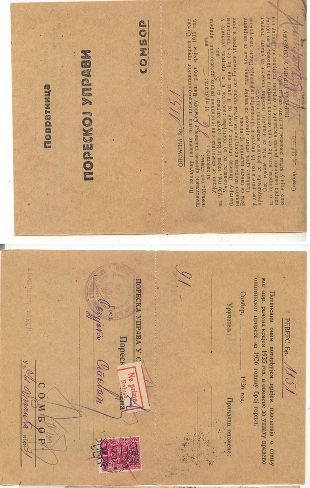 Yugoslavia  large card   return to sender