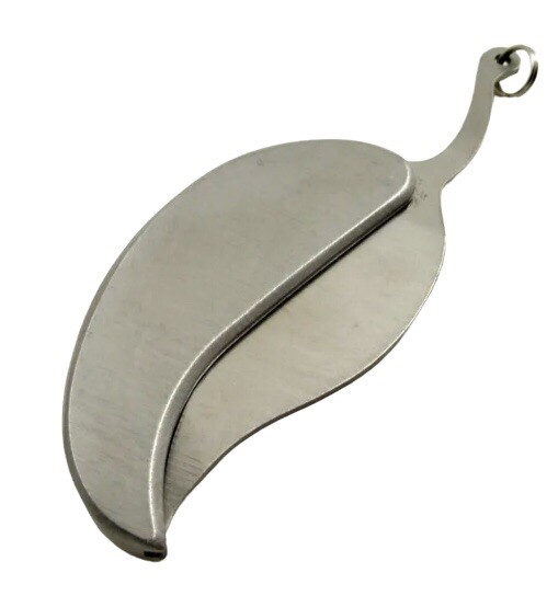 New Silver Leaf Folding Pocket Knife With Key Ring