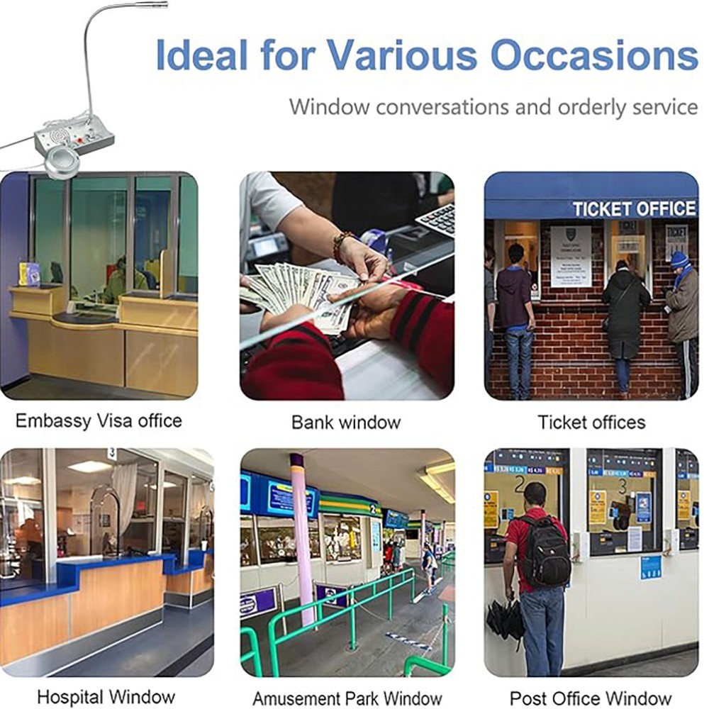 Two Way Window Intercom Speaker with Mute Function for Bank Office Hospital