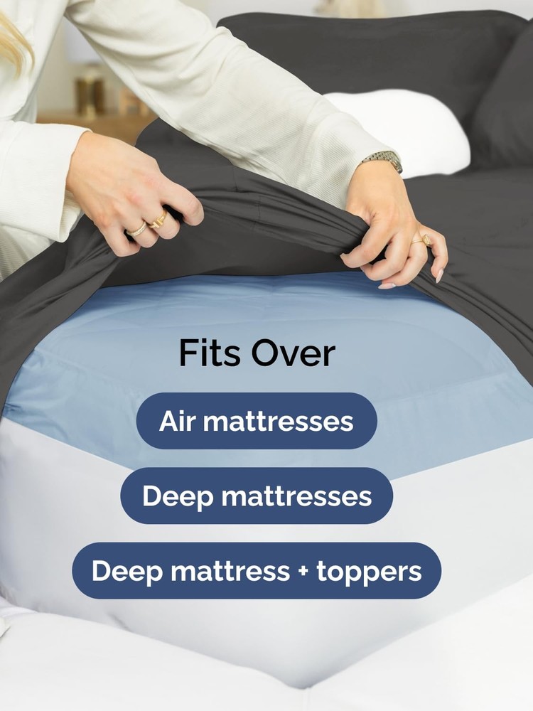 Extra Deep Twin Fitted Sheet - Hotel Luxury Single Fitted Sheet Only - Easily...