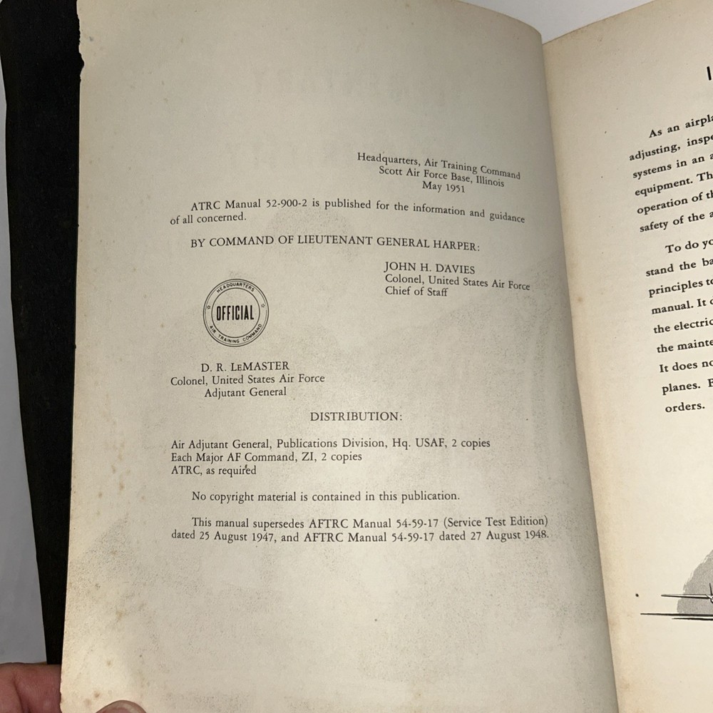 Elementary Electricity for airplane mechanics air training command 1951