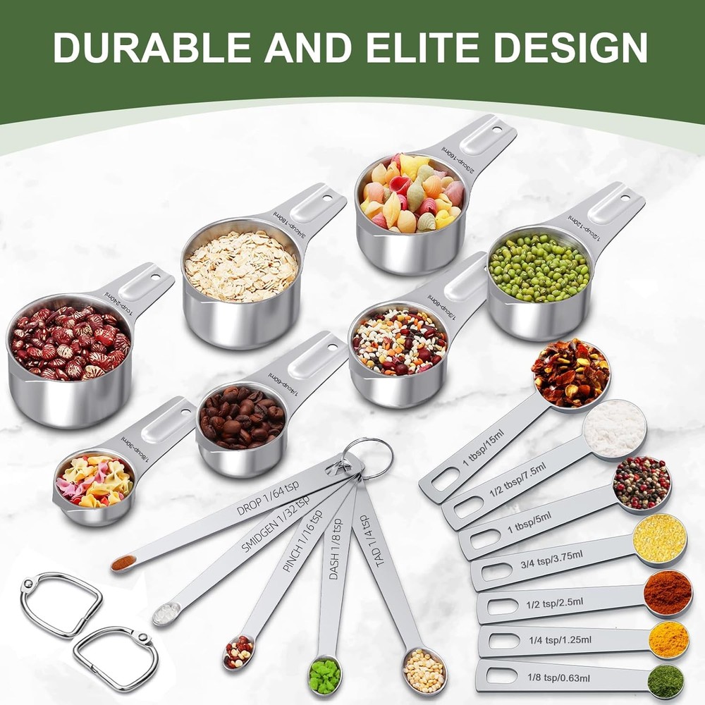 Measuring Cups and Spoons Set,Kitchen Gadgets for Cooking & Baking, Round