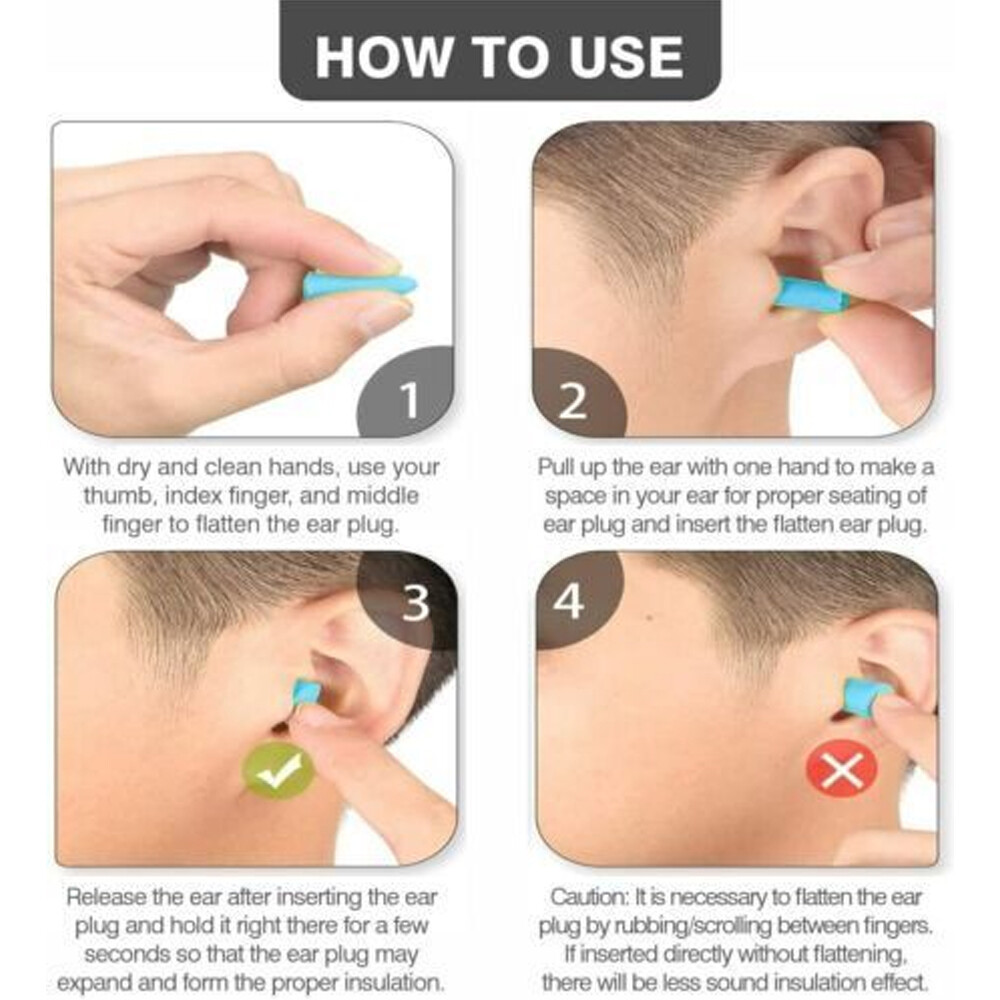 Blue Soft Reusable Silicone Ear Plugs Noise Cancelling Protector Study / Sleep