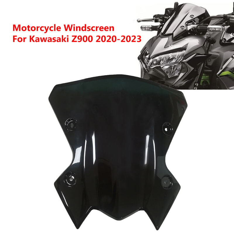 Black Windshield Windshield Plastic For Kawasaki Z900 2020-2023