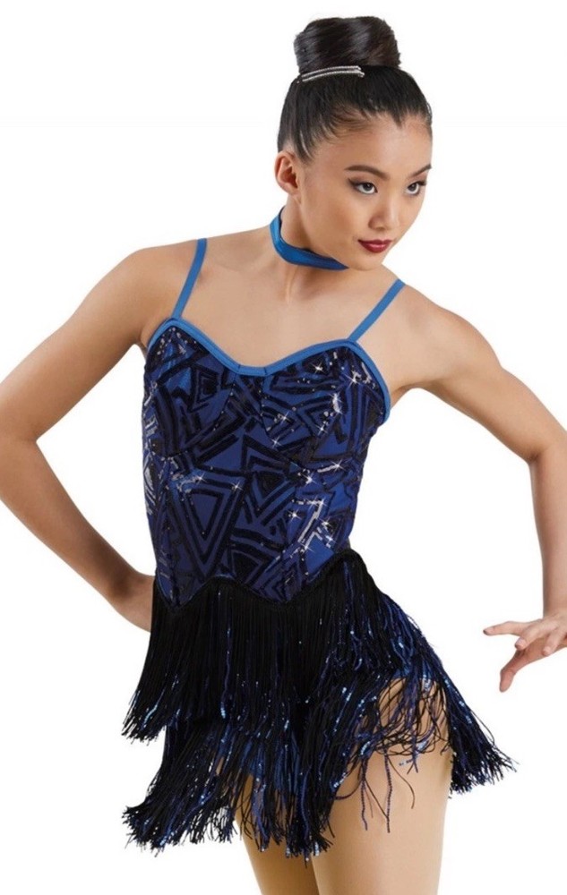 New Weissman Blue Sequin Dance Costume Size SA