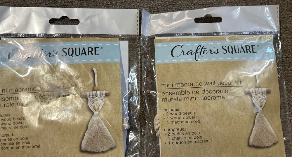 2 Kits New Crafter's Square Mini Macrame Wall Decor Kits