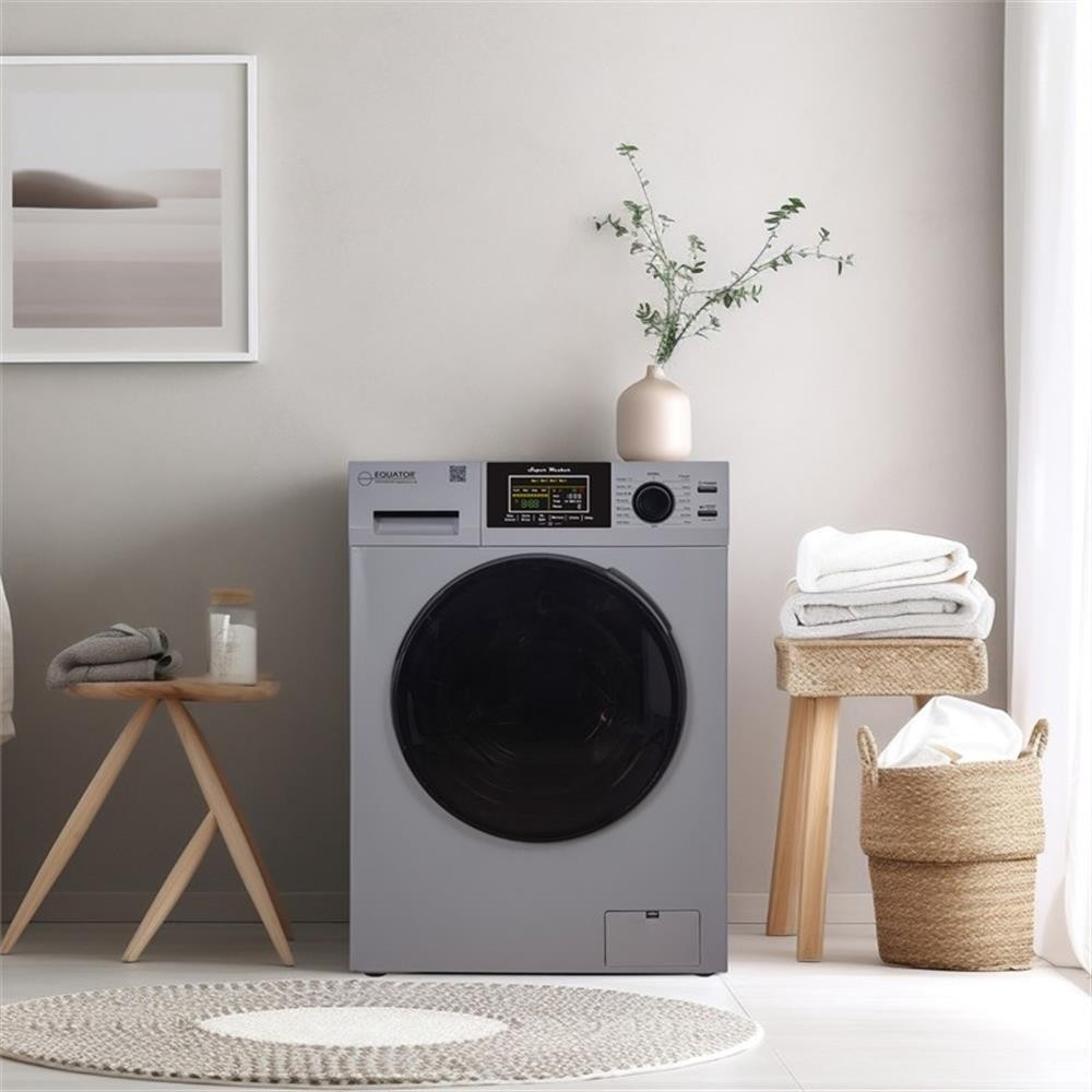 Pemberly Row 1.6 cu.ft./15 lbs Silver Front Load Washer 15 Programs & Pet Cycle