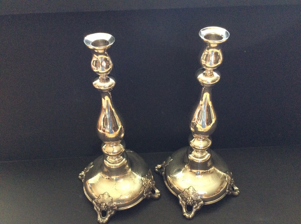 Pair of European Solid Silver Sabbath Candleholders