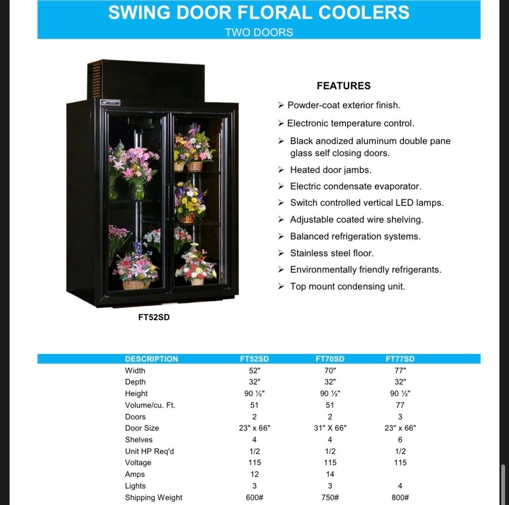 Powers Equipment Co. swing door floral cooler 2 doors - small