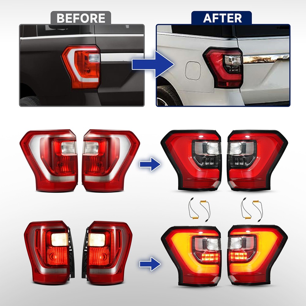 For 2018-2021 Ford Expedition Halogen Upgrade to LED Tail Lights Pair Left+Right