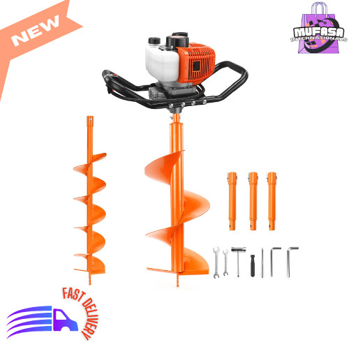 NEO-TEC 63CC Post Hole Digger Auger Drill Gas Powered 2-Stroke 6" 10" Drill Bits