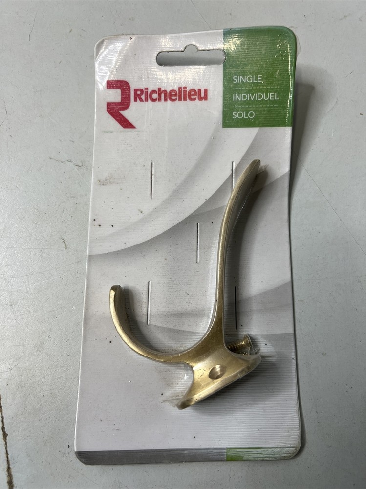 (2) Richelieu Hardware Brushed Brass Coat Hook Hat Key