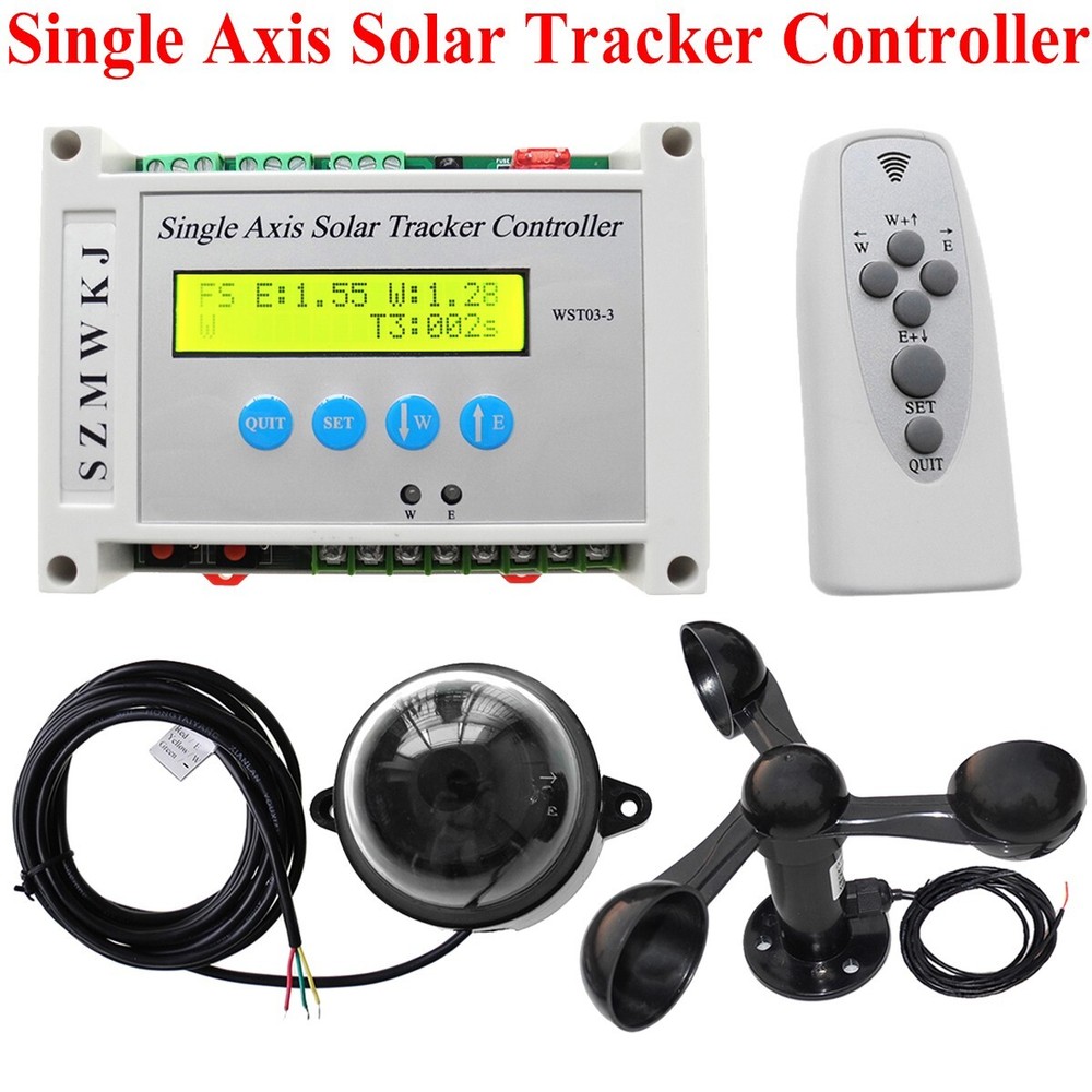 Auto Tracking Electronic Single Axis Solar Tracker LCD Controller W/ Anemometer