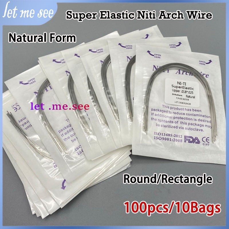 Dental Orthodontic Super elastic Ni-Ti Arch wire Round Rectangular Natural Form
