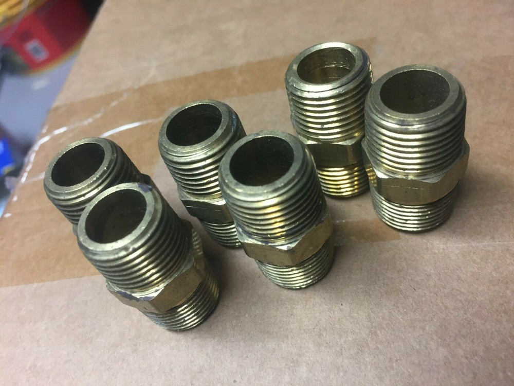 3/8 brass hex pipe nipple - 6pcs