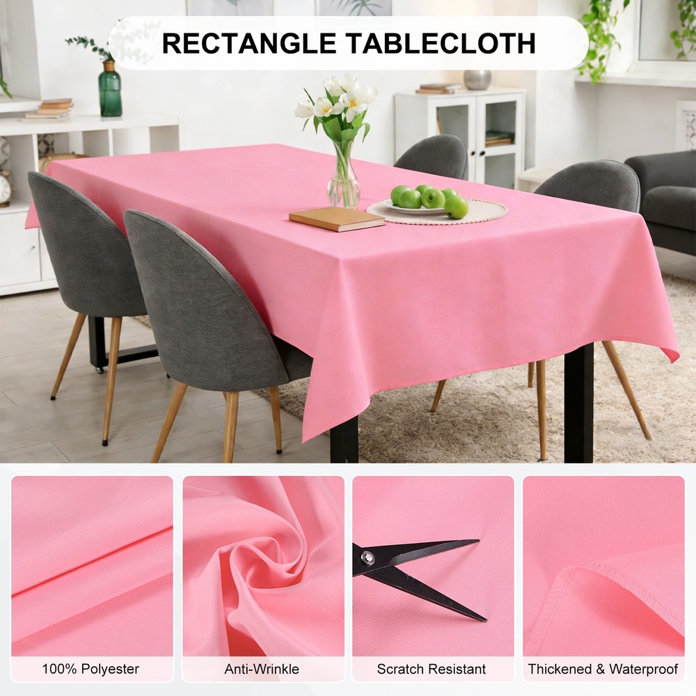 140x220cm Rectangle Tablecloth, Thickened Polyester Table Cloth Light Pink