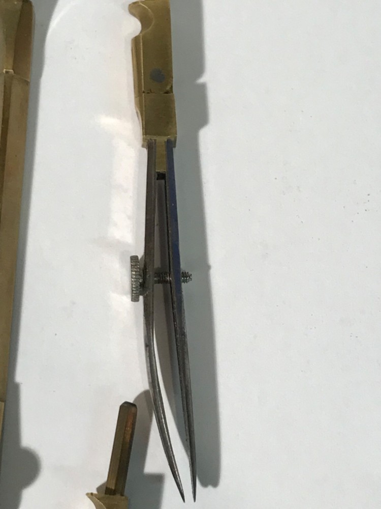 Vintage Draughtsman's Technical Drawing Compass Dividers with Attachments 16cm