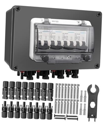 Solar Panel Disconnect Switch DC Circuit Breaker Box, 4 String 32 Amp