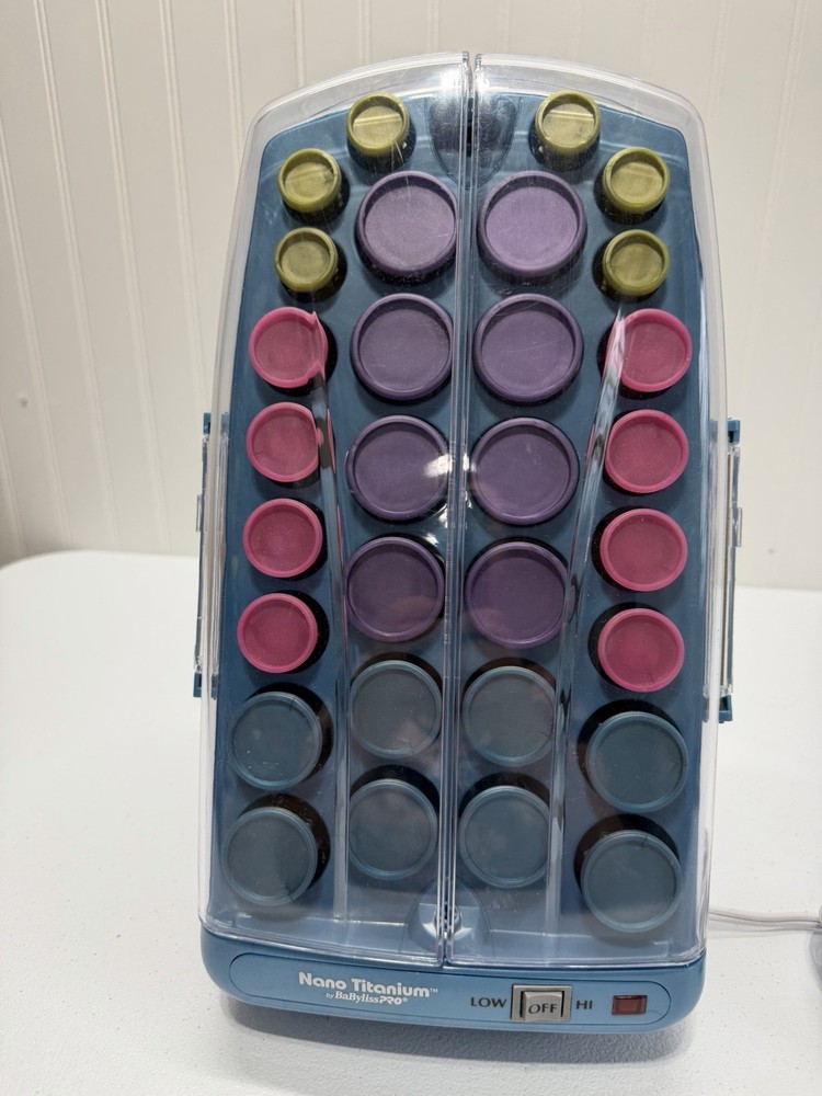 BABYLISS PRO-NANO TITANIUM CERAMIC IONIC HAIR, 30 HOT ROLLERS (no Clips) Tested