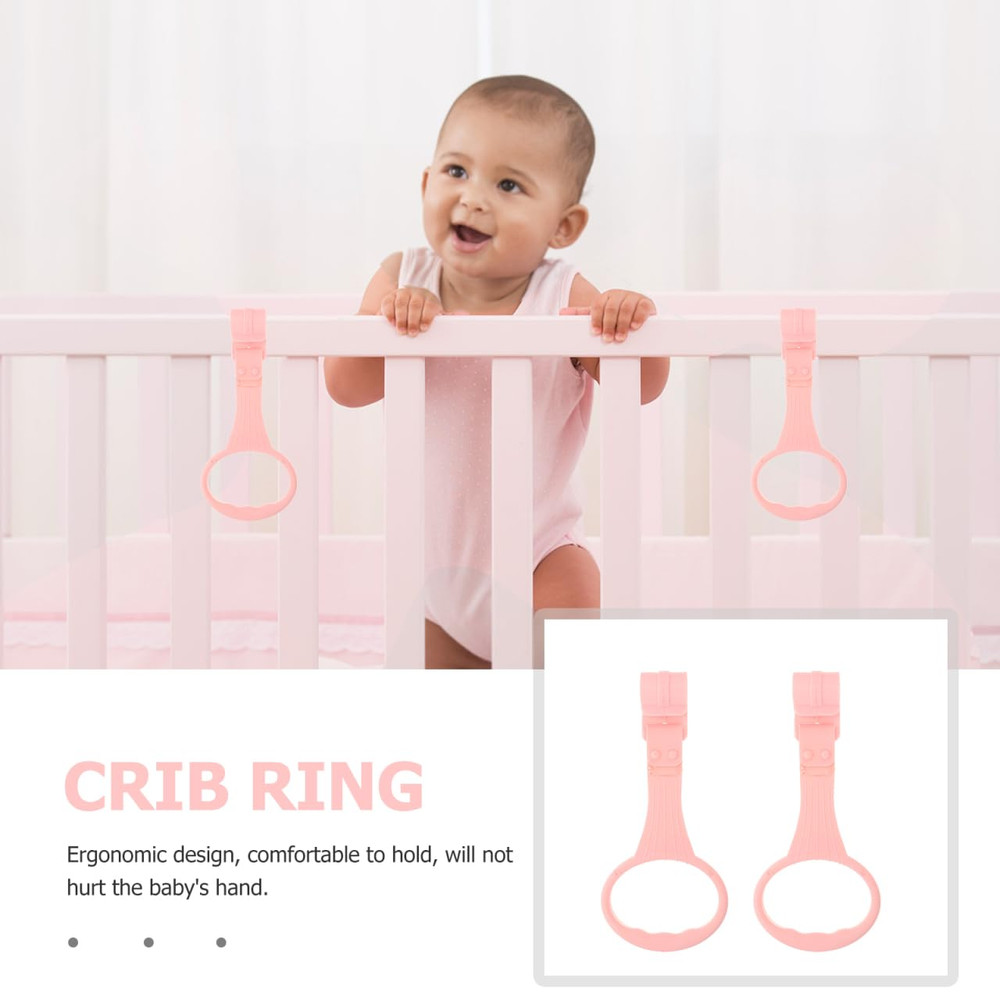 4Pcs Pull up Rings Standing Walker Crib Tool Ring Playpen Crib Hook Help Stand u