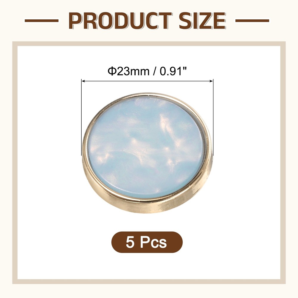 5Pcs Round Button, 23mm/0.9" Resin Decorative Pattern Button, Sky Blue