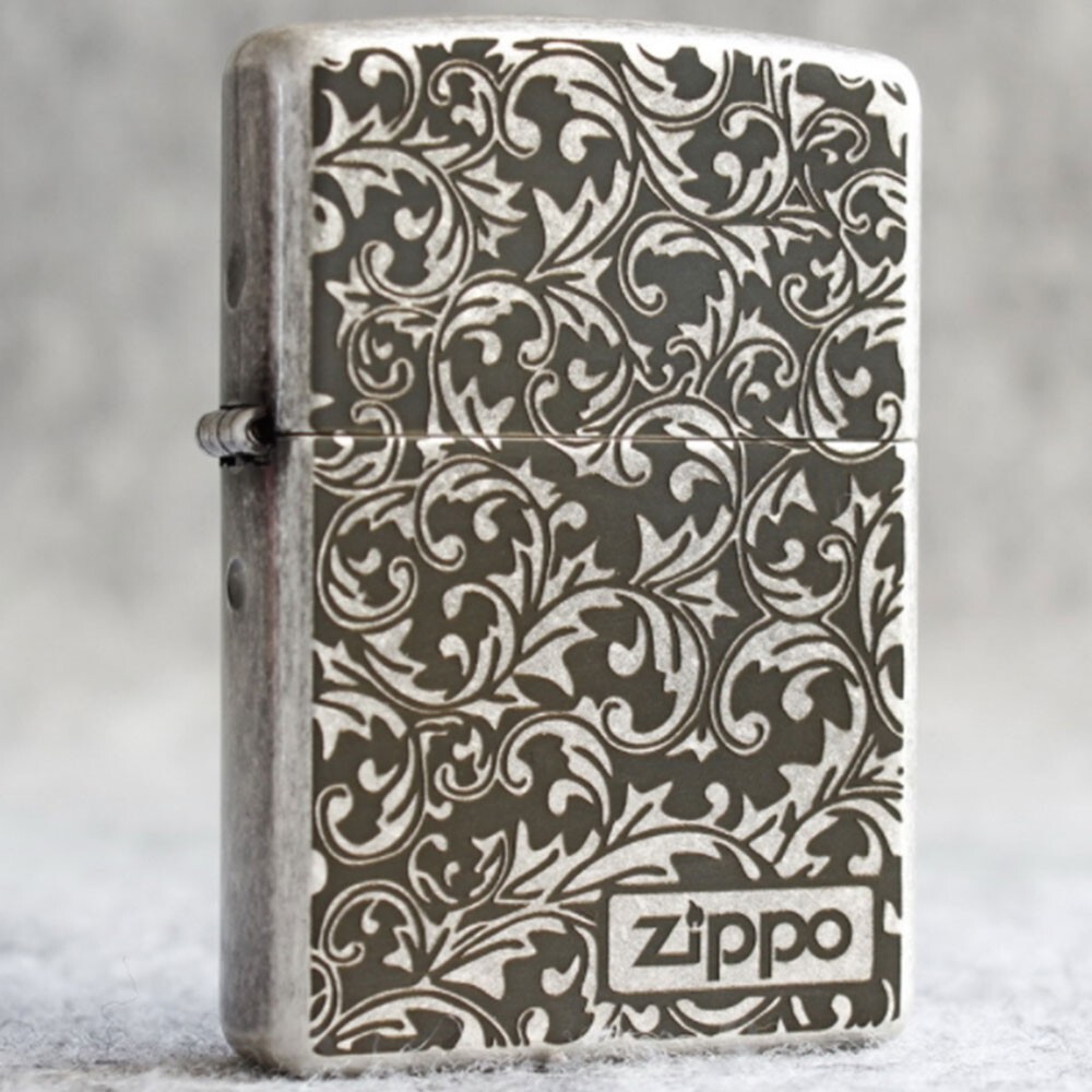 Zippo lighter 121FB Antique Silver Custom Design/ Scrollwork Pattern New in Box