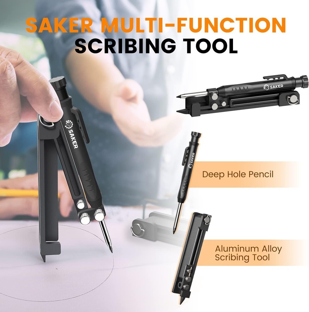 Compact Multi-Function Scribing and Measuring Tool for DIY Projects - 5.5 Inches
