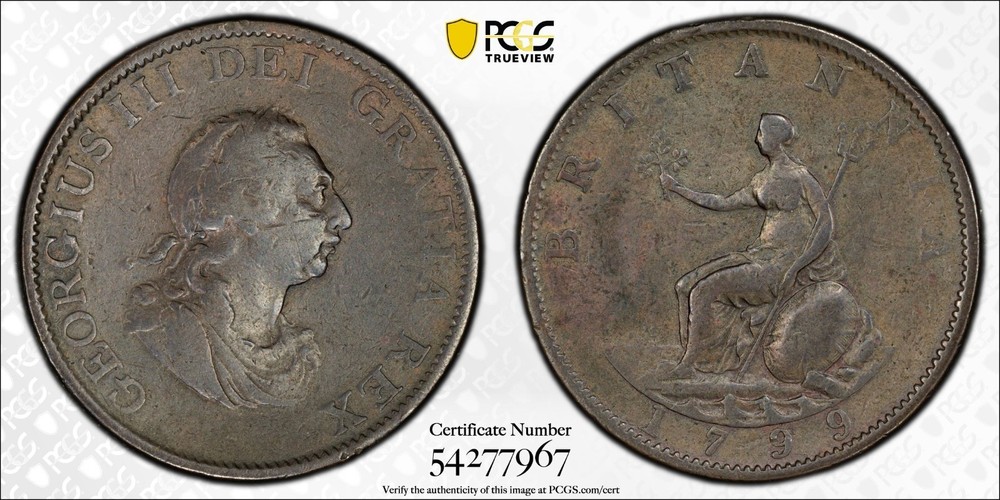 1799 Great Britain 1/2 Penny  PCGS VF 25   Sharp & Appealing Type