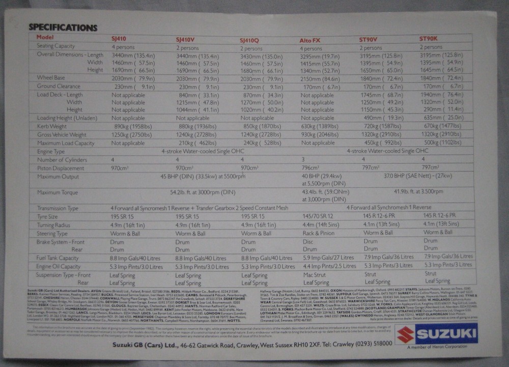 1982 Suzuki range Brochure