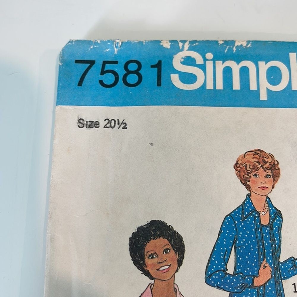 UNCUT Simplicity Button Down Long/Short Sleeve Shirt Sewing Pattern Vintage 1976