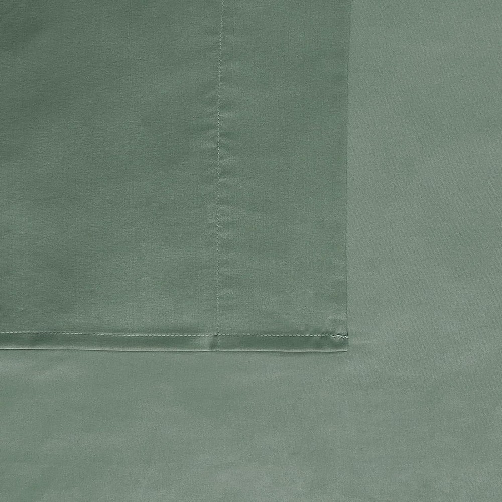 TRULY SOFT Garment Wash Solid Green Queen 4 Piece Sheet Set, Solid Color Themed,