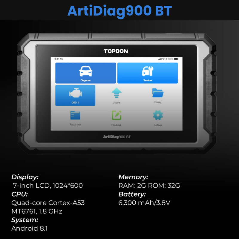 2024TOPDON AD900BT Car OBD2 Scanner Diagnostic Tool Key Coding TPMS Phoenix Plus