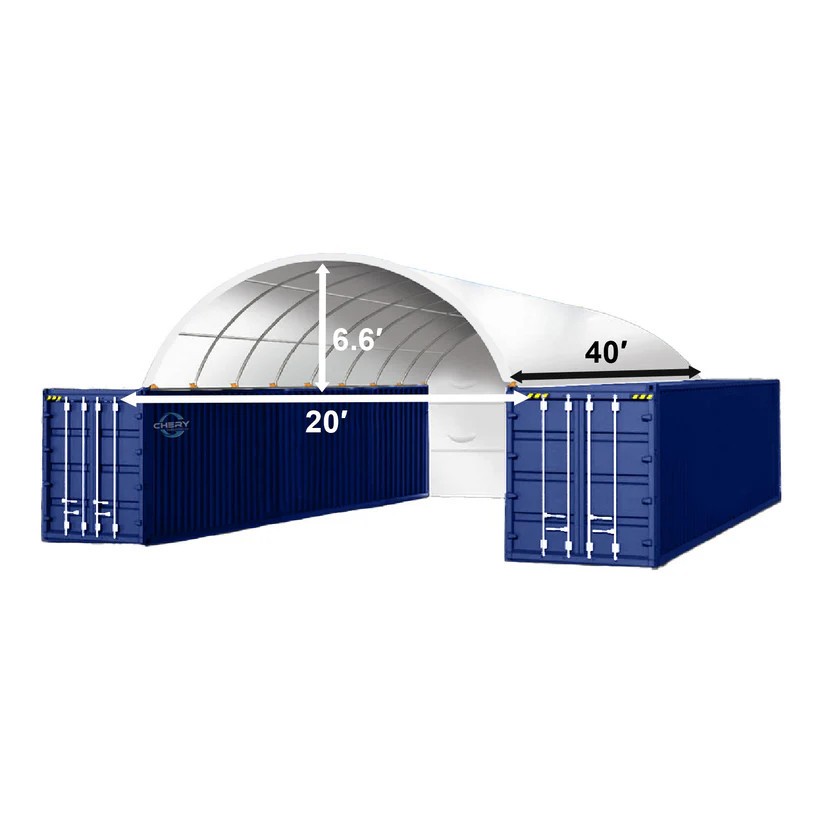 20x40 Container Shelter Canopy & Back Panel* 18oz PVC - Industrial Storage