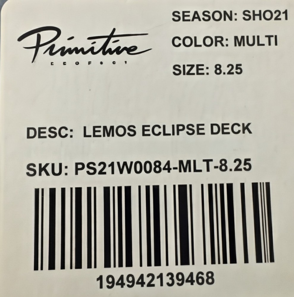 NEW Primitive Tiago Lemos "Eclipse" Pro Deck - 8.25" - Sealed / Deadstock