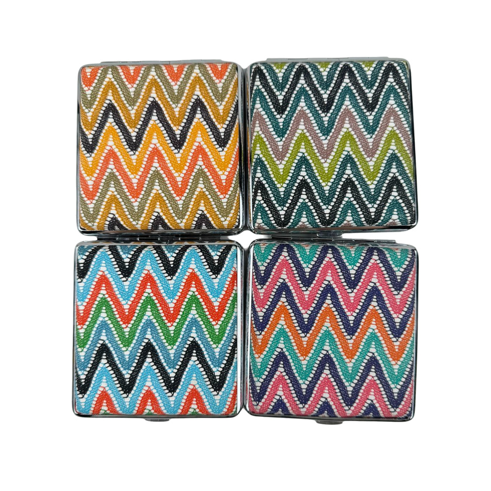 4 Pack 100 Size Waves Leather Printed Cigarette Case Double Sided