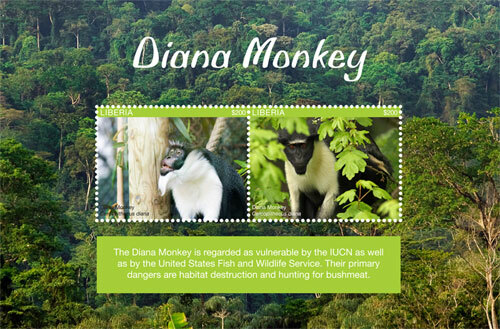 Liberia 2017 - Diana Monkey - Souvenir Sheet - MNH